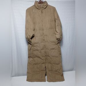 L.L. Bean Ladies Goose Down Long Double Zip Puffer With Sherpa Collar. Size XL